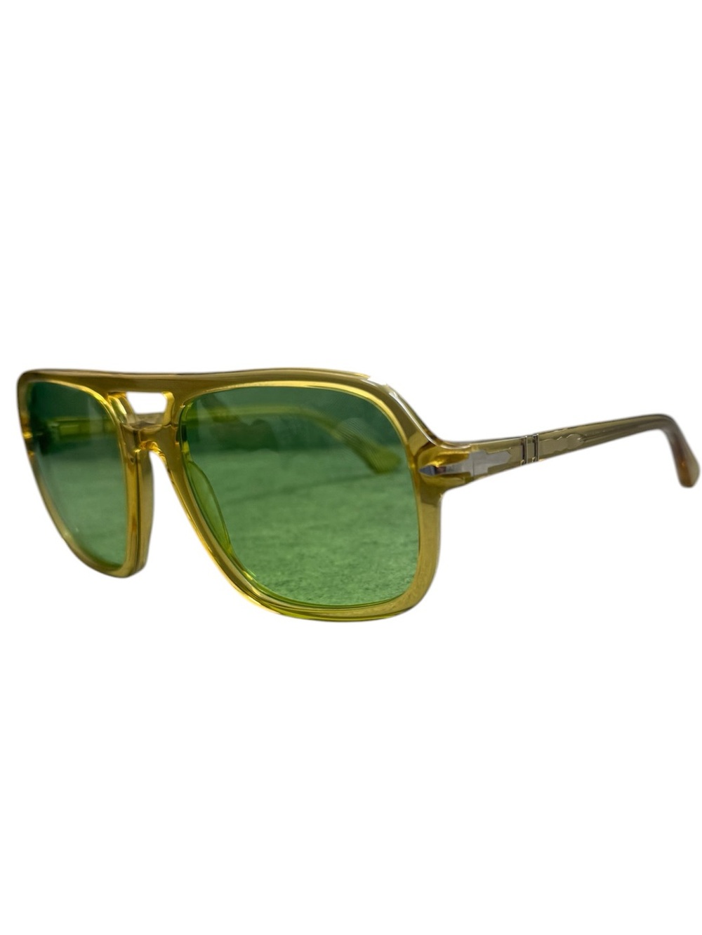 NWT Persol Transparent Yellow Frame Sunglasses with Green Lenses